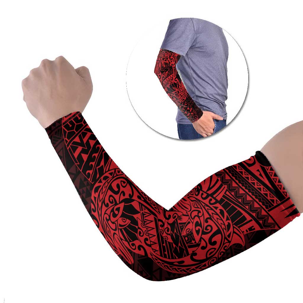 Red Couple Dolphins Maori Polynesian Style Arm Sleeves - Polynesian Pride