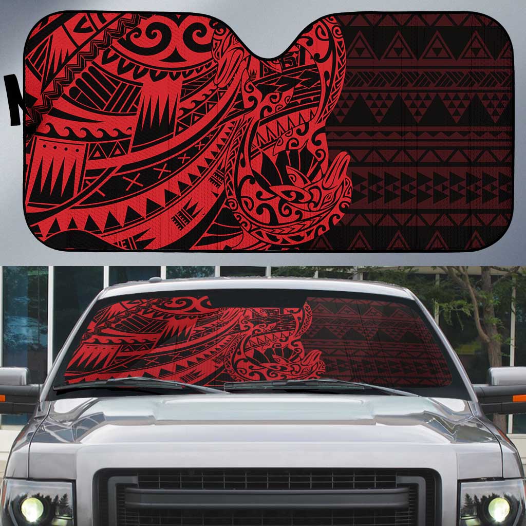 Red Couple Dolphins Maori Polynesian Style Auto Sun Shade - Polynesian Pride