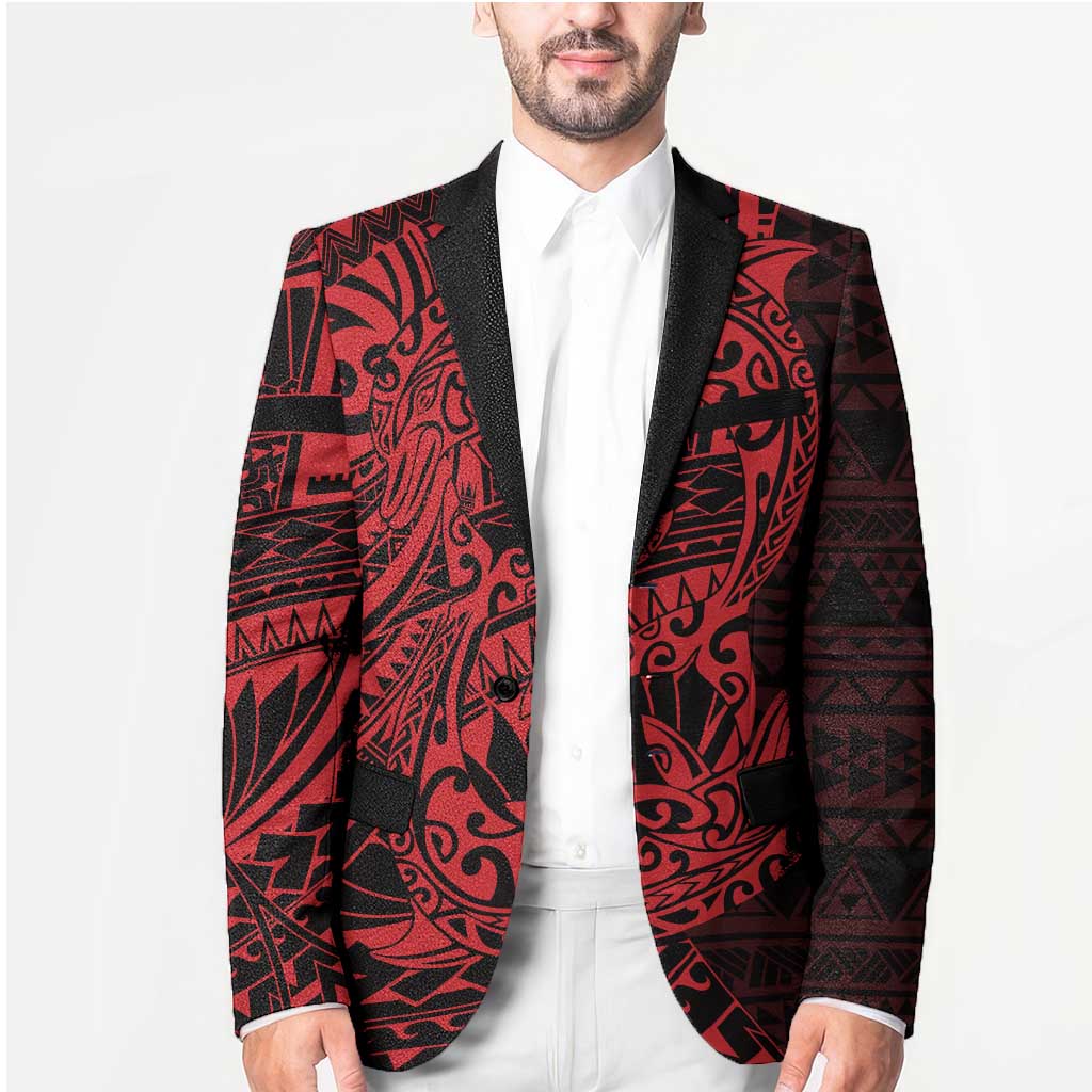 Red Couple Dolphins Maori Polynesian Style Blazer - Polynesian Pride