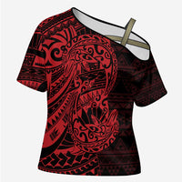 Red Couple Dolphins Maori Polynesian Style Cross Shoulder Shirt - Polynesian Pride