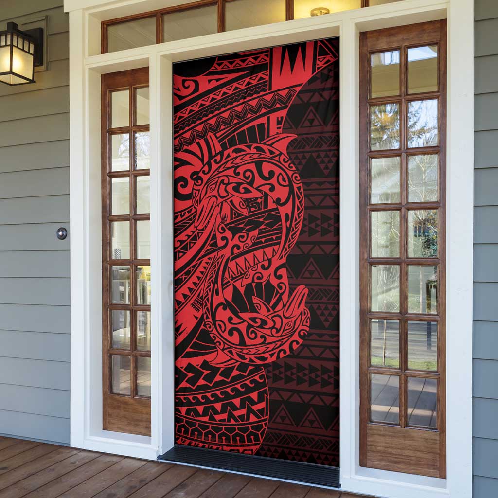 Red Couple Dolphins Maori Polynesian Style Door Cover - Polynesian Pride