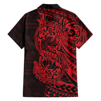 Red Couple Dolphins Maori Polynesian Style Family Matching Summer Maxi Dress and Hawaiian Shirt