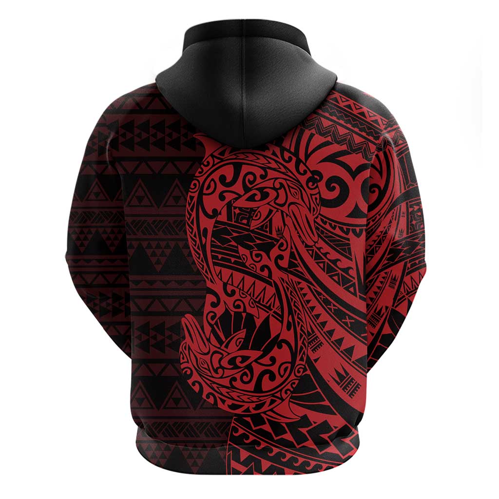 Red Couple Dolphins Maori Polynesian Style Hoodie