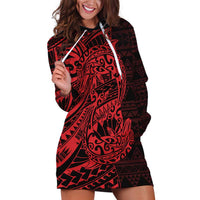 Red Couple Dolphins Maori Polynesian Style Hoodie Dress