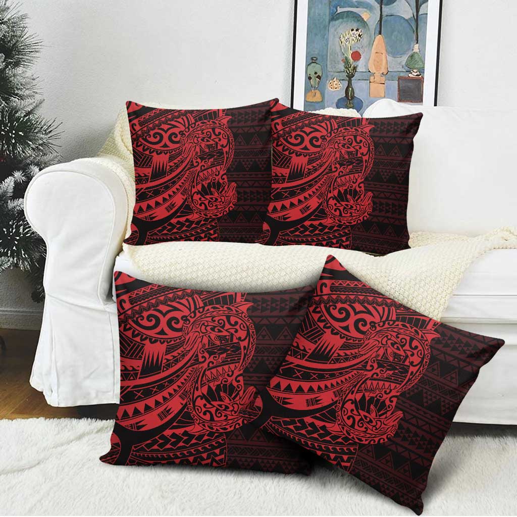 Red Couple Dolphins Maori Polynesian Style Pillow Cover - Polynesian Pride