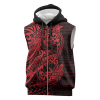 Red Couple Dolphins Maori Polynesian Style Sleeveless Zip Hoodie - Polynesian Pride
