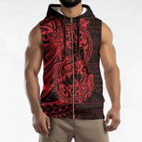 Red Couple Dolphins Maori Polynesian Style Sleeveless Zip Hoodie - Polynesian Pride