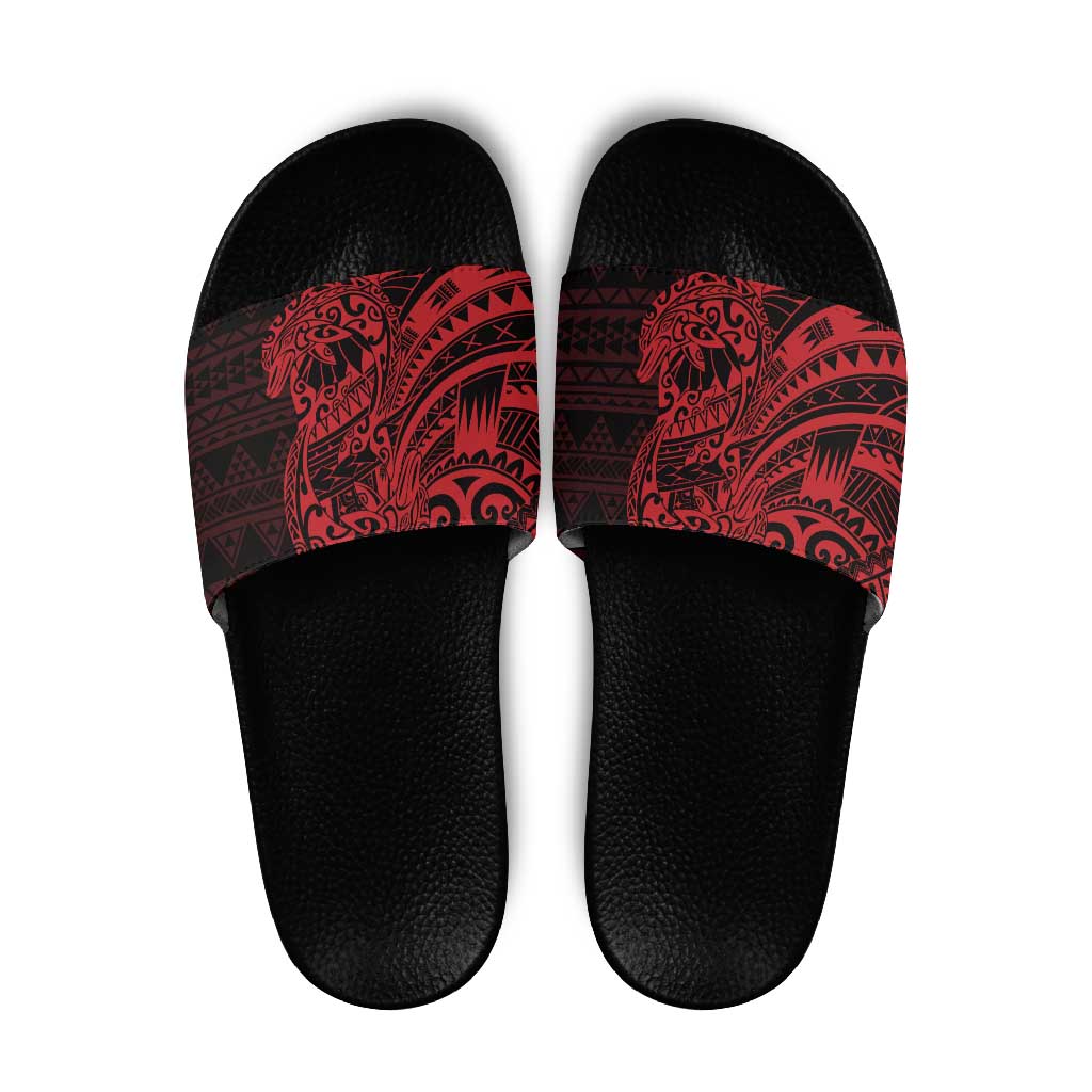 Red Couple Dolphins Maori Polynesian Style Slide Sandals - Polynesian Pride