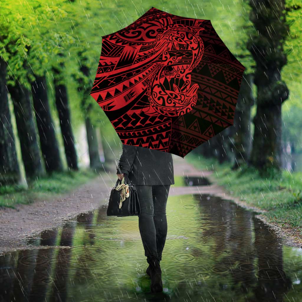 Red Couple Dolphins Maori Polynesian Style Umbrella - Polynesian Pride