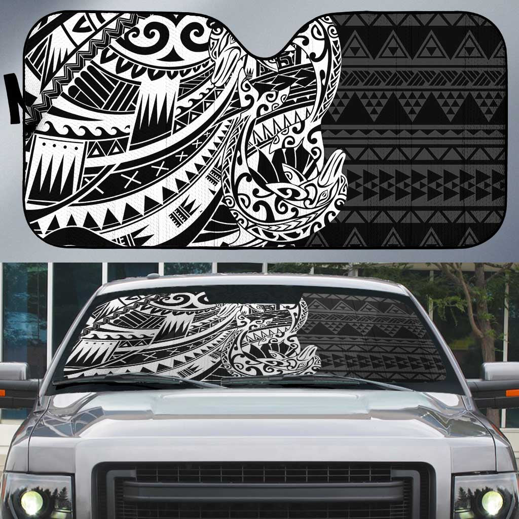 White Couple Dolphins Maori Polynesian Style Auto Sun Shade - Polynesian Pride