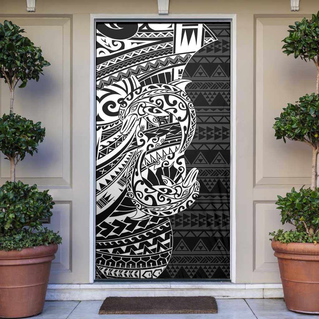 White Couple Dolphins Maori Polynesian Style Door Cover - Polynesian Pride