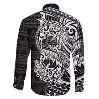 White Couple Dolphins Maori Polynesian Style Family Matching Puletasi and Hawaiian Shirt