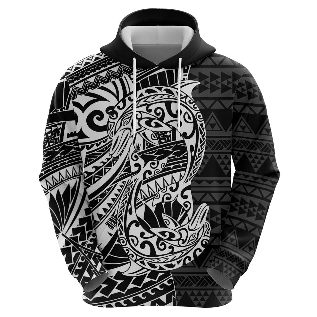 White Couple Dolphins Maori Polynesian Style Hoodie