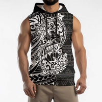 White Couple Dolphins Maori Polynesian Style Sleeveless Hoodie - Polynesian Pride