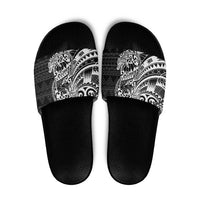 White Couple Dolphins Maori Polynesian Style Slide Sandals - Polynesian Pride