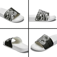 White Couple Dolphins Maori Polynesian Style Slide Sandals - Polynesian Pride