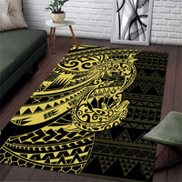 Yellow Couple Dolphins Maori Polynesian Style Area Rug