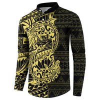 Yellow Couple Dolphins Maori Polynesian Style Button Sweatshirt