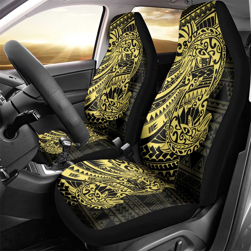 Yellow Couple Dolphins Maori Polynesian Style Car Seat Cover