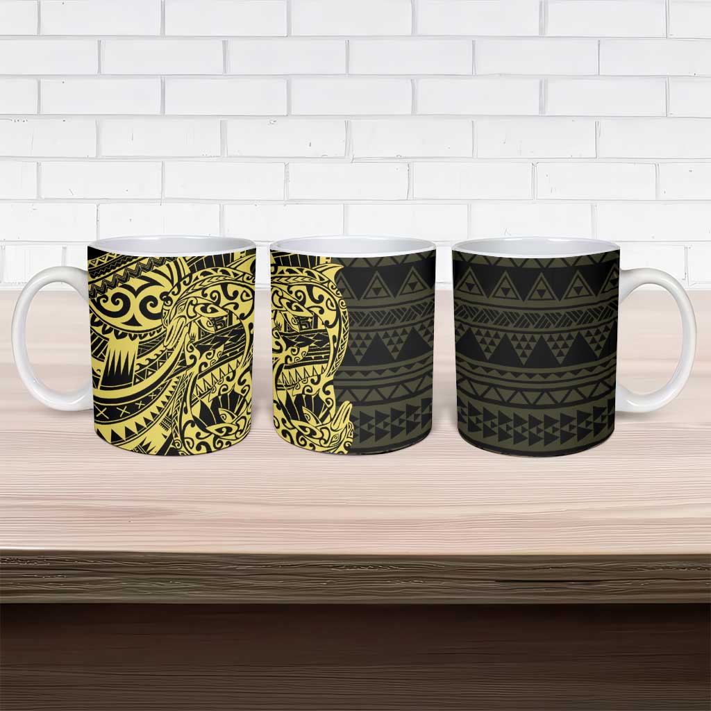 Yellow Couple Dolphins Maori Polynesian Style Ceramic Mug - Polynesian Pride
