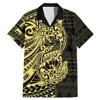 Yellow Couple Dolphins Maori Polynesian Style Family Matching Mermaid Dress and Hawaiian Shirt