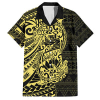 Yellow Couple Dolphins Maori Polynesian Style Family Matching Summer Maxi Dress and Hawaiian Shirt