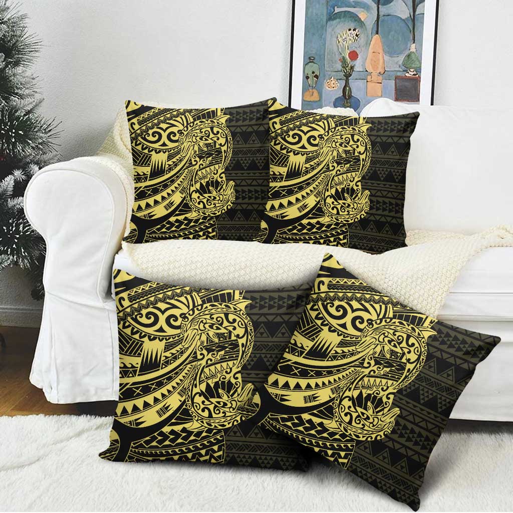 Yellow Couple Dolphins Maori Polynesian Style Pillow Cover - Polynesian Pride