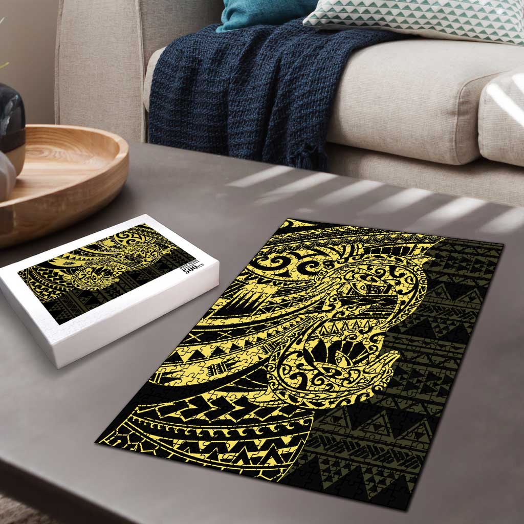 Yellow Couple Dolphins Maori Polynesian Style Puzzle - Polynesian Pride