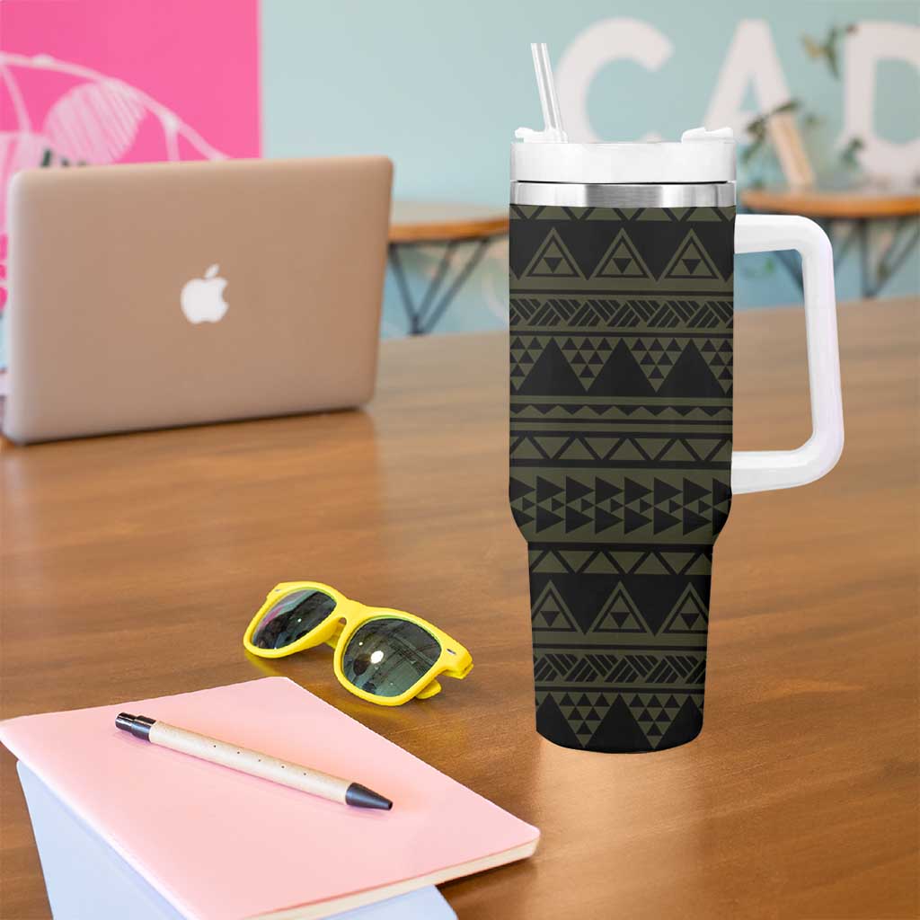 Yellow Couple Dolphins Maori Polynesian Style Tumbler With Handle