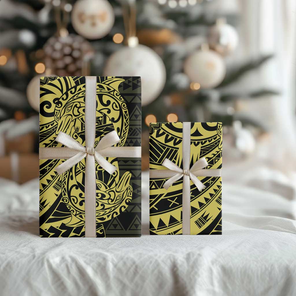 Yellow Couple Dolphins Maori Polynesian Style Wrapping Paper - Polynesian Pride