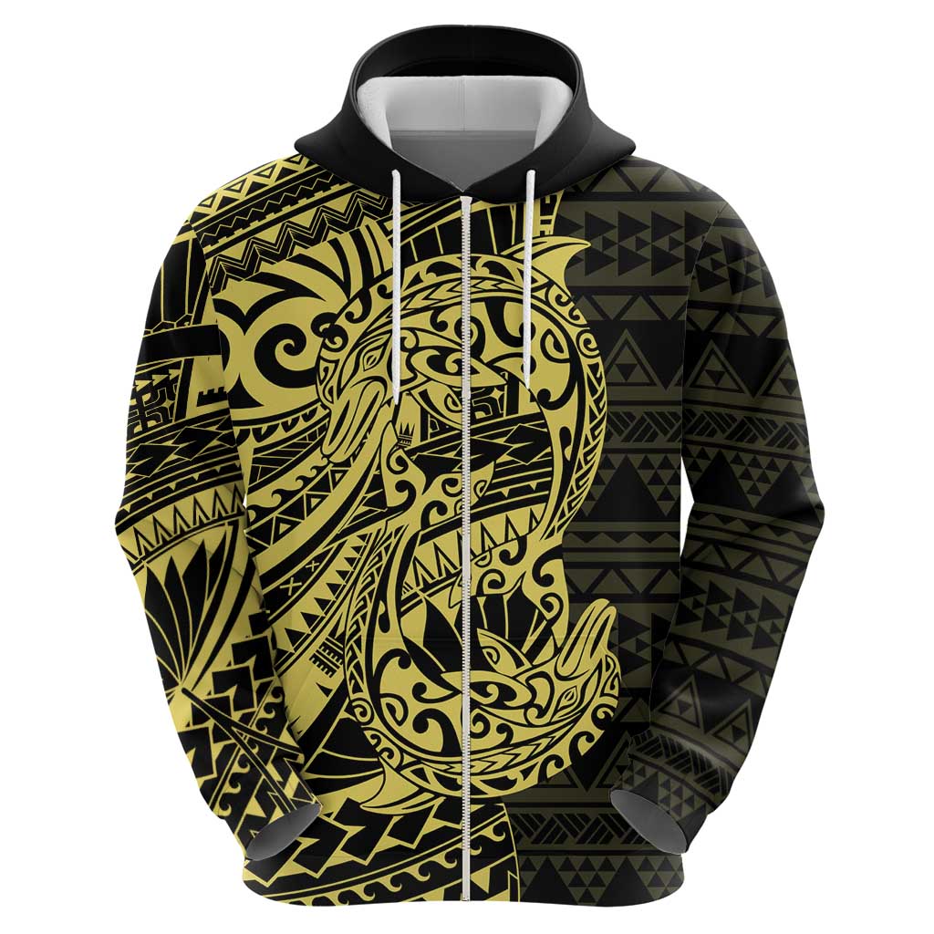 Yellow Couple Dolphins Maori Polynesian Style Zip Hoodie