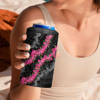 Guam Bougainvillea Lei 4 in 1 Can Cooler Tumbler Chamorro Tribal Pattern