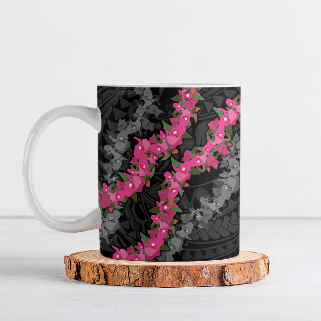 Guam Bougainvillea Lei Ceramic Mug Chamorro Tribal Pattern - Polynesian Pride