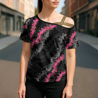 Guam Bougainvillea Lei Cross Shoulder Shirt Chamorro Tribal Pattern - Polynesian Pride