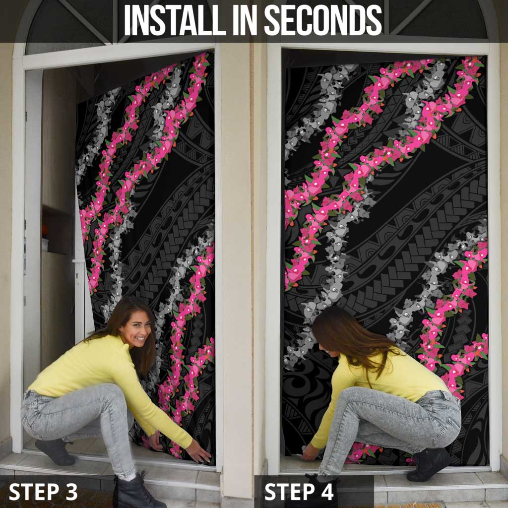 Guam Bougainvillea Lei Door Cover Chamorro Tribal Pattern - Polynesian Pride