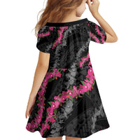 Guam Bougainvillea Lei Family Matching Off The Shoulder Long Sleeve Dress and Hawaiian Shirt Chamorro Tribal Pattern