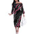 Guam Bougainvillea Lei Family Matching Off The Shoulder Long Sleeve Dress and Hawaiian Shirt Chamorro Tribal Pattern