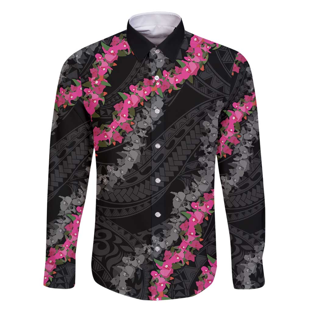 Guam Bougainvillea Lei Family Matching Summer Maxi Dress and Hawaiian Shirt Chamorro Tribal Pattern