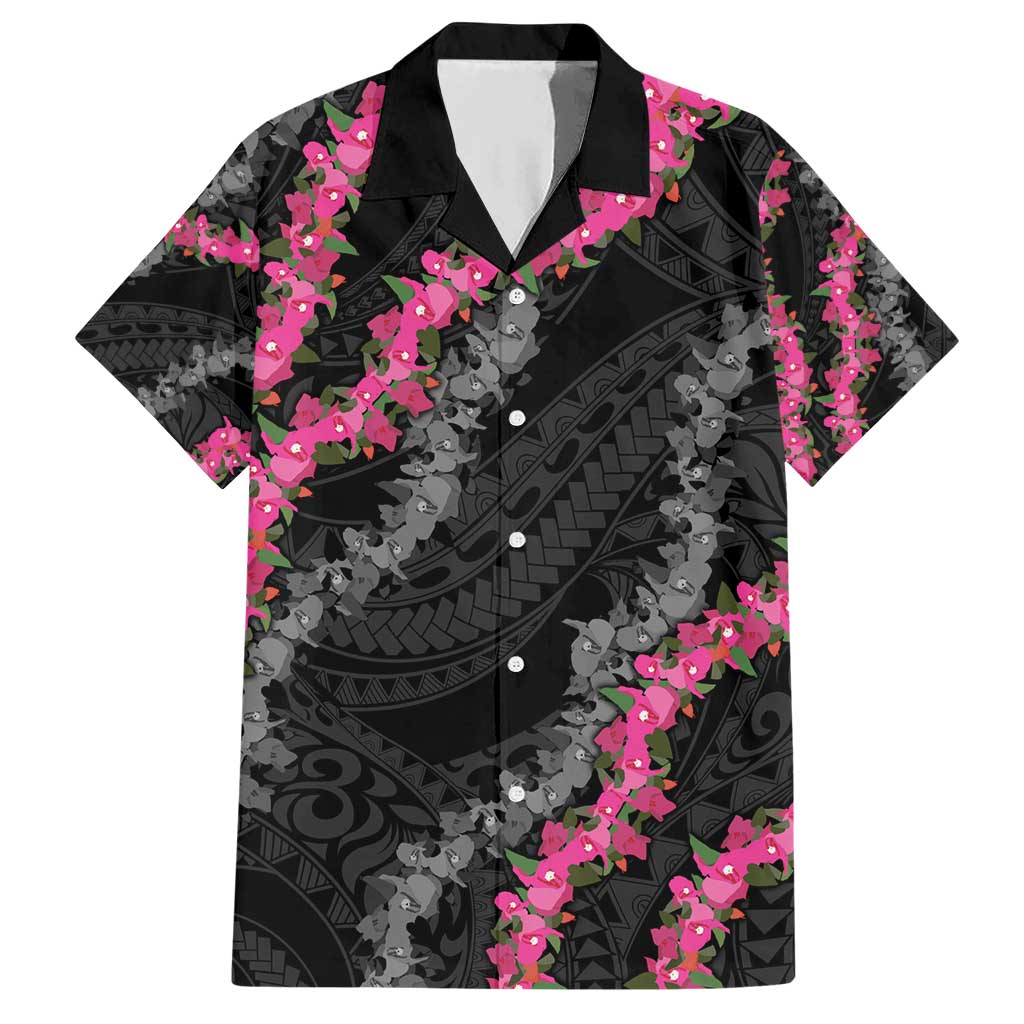 Guam Bougainvillea Lei Hawaiian Shirt Chamorro Tribal Pattern