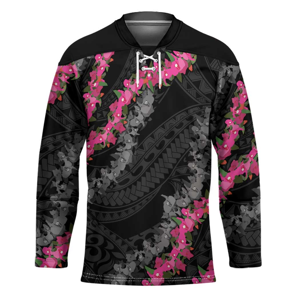 Guam Bougainvillea Lei Hockey Jersey Chamorro Tribal Pattern - Polynesian Pride