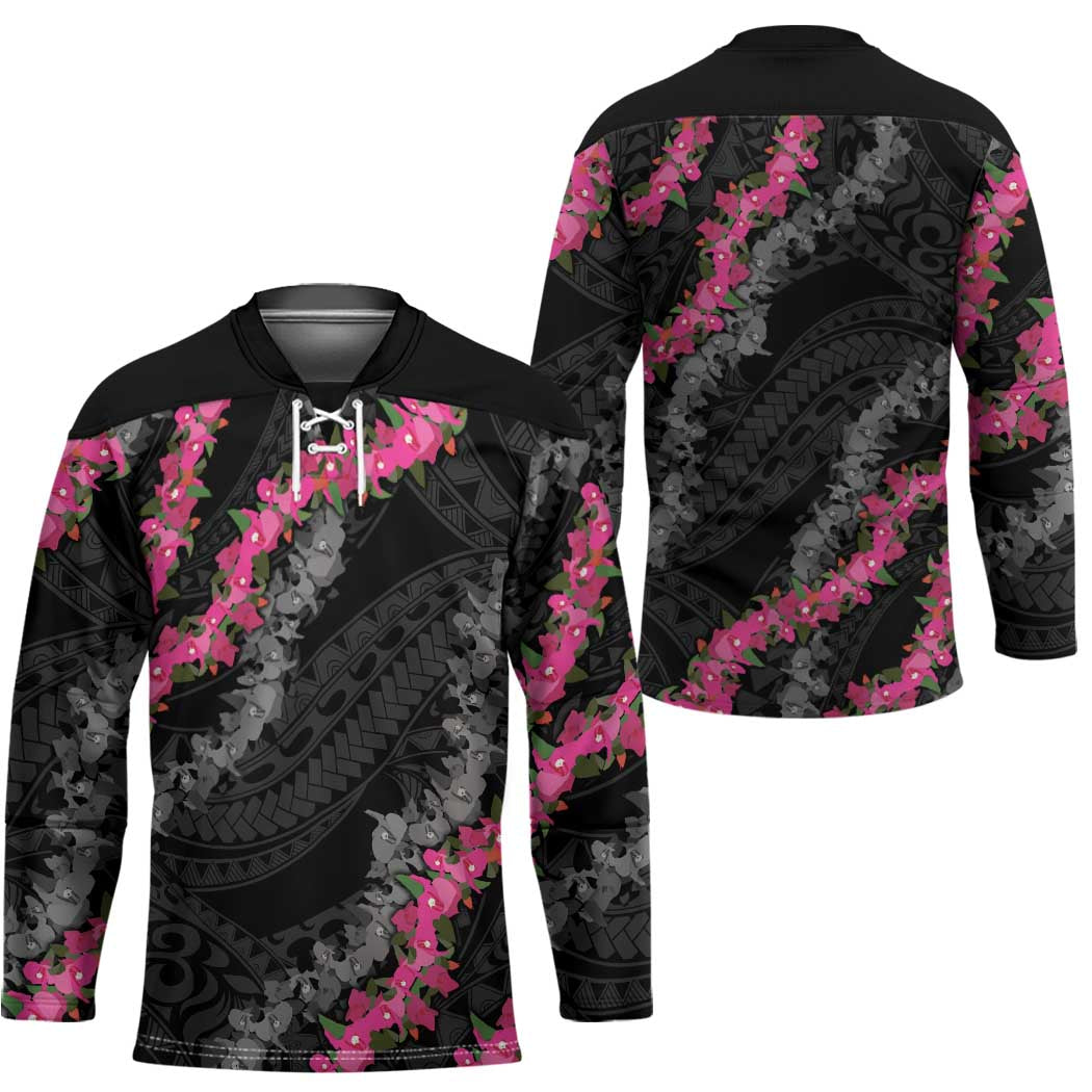Guam Bougainvillea Lei Hockey Jersey Chamorro Tribal Pattern - Polynesian Pride