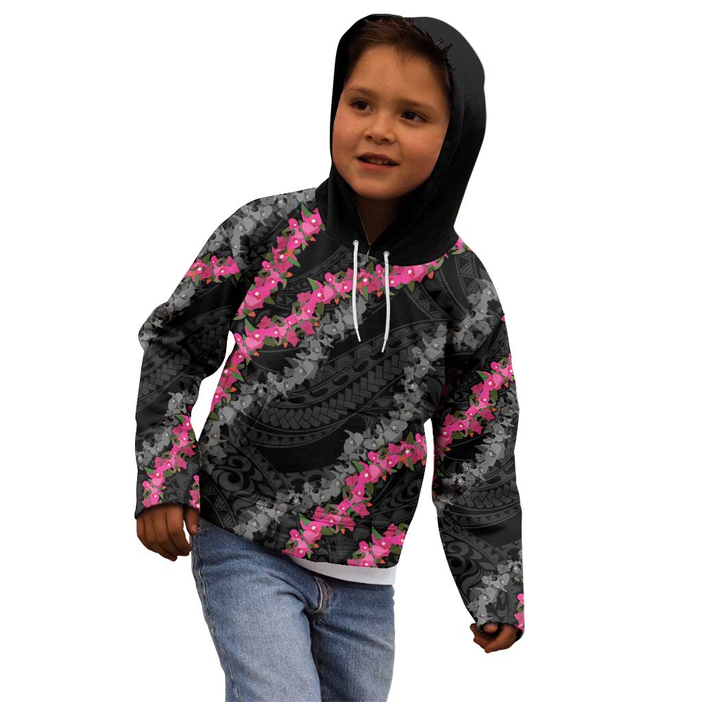 Guam Bougainvillea Lei Kid Hoodie Chamorro Tribal Pattern