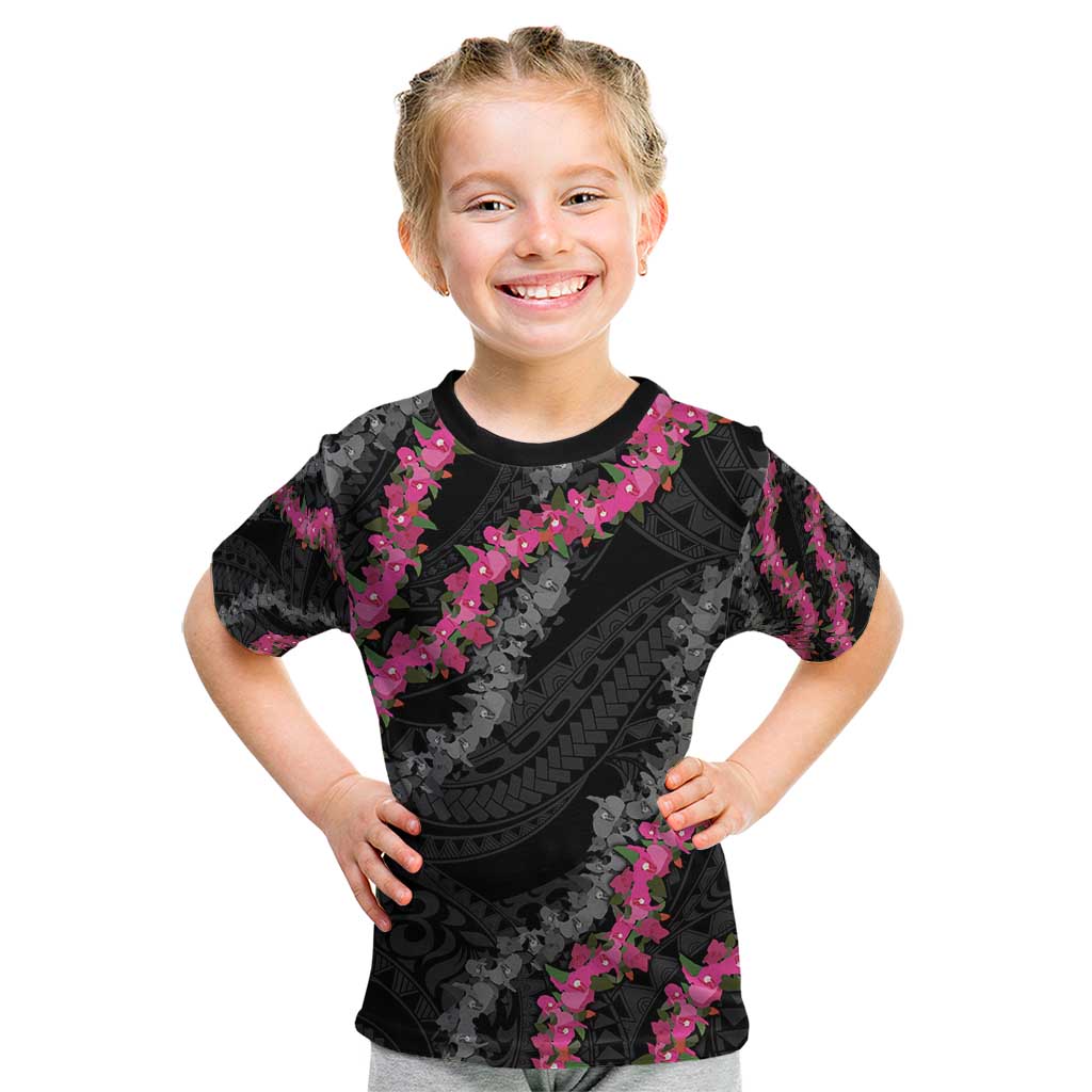 Guam Bougainvillea Lei Kid T Shirt Chamorro Tribal Pattern