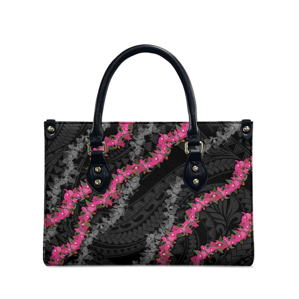Guam Bougainvillea Lei Leather Bag Chamorro Tribal Pattern - Polynesian Pride