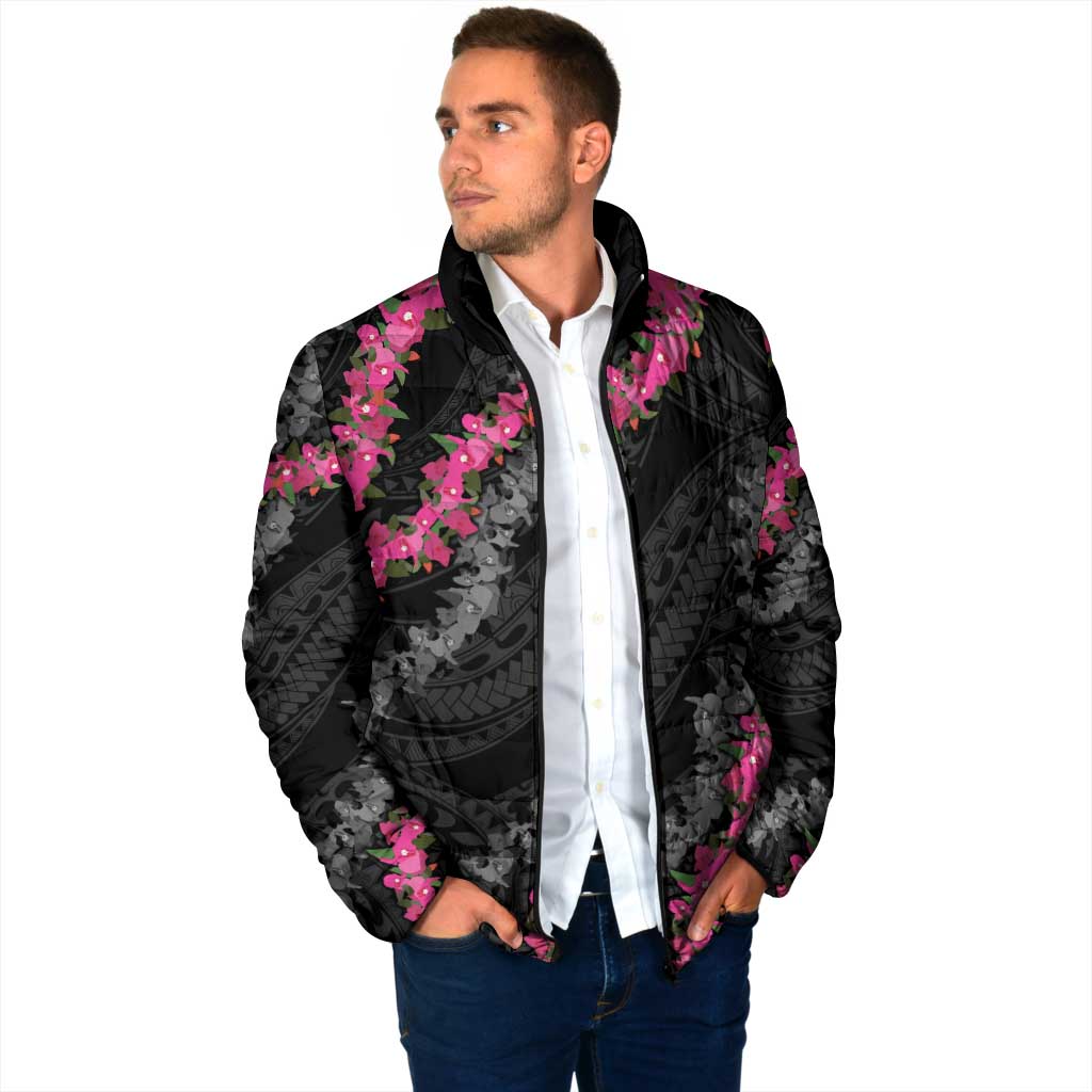 Guam Bougainvillea Lei Padded Jacket Chamorro Tribal Pattern - Polynesian Pride