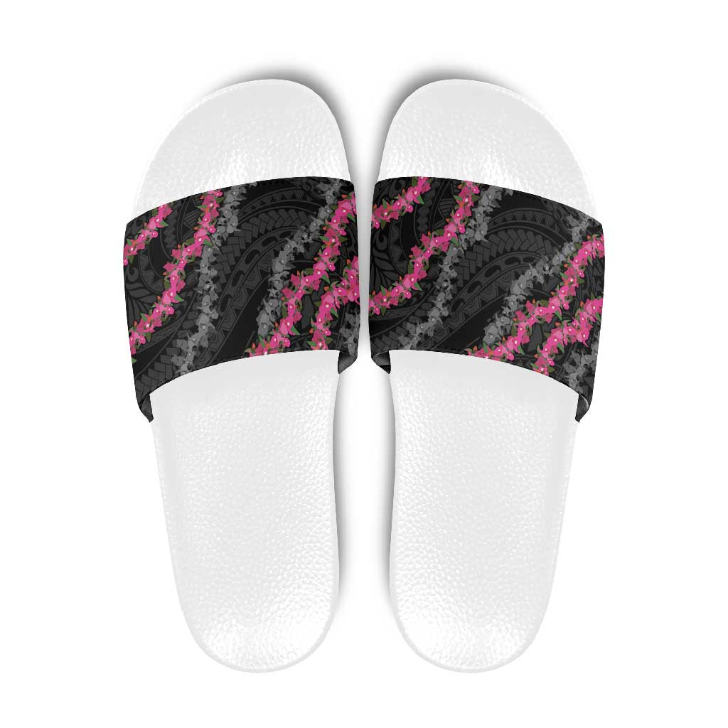 Guam Bougainvillea Lei Slide Sandals Chamorro Tribal Pattern - Polynesian Pride