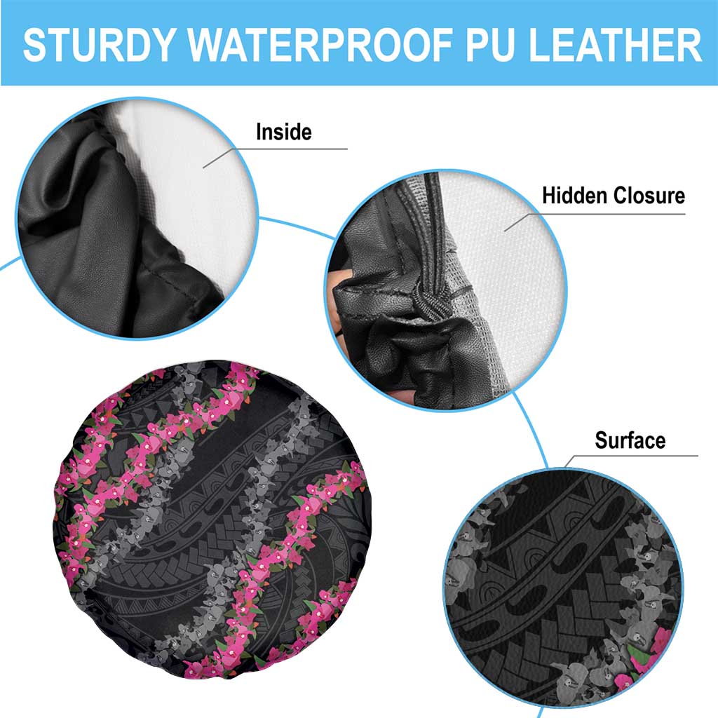 Guam Bougainvillea Lei Spare Tire Cover Chamorro Tribal Pattern