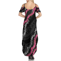 Guam Bougainvillea Lei Summer Maxi Dress Chamorro Tribal Pattern