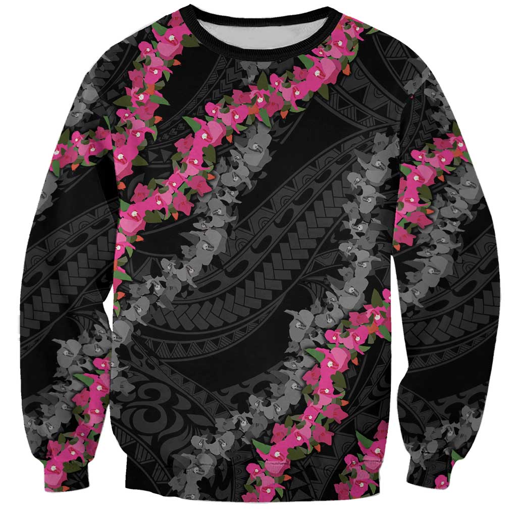 Guam Bougainvillea Lei Sweatshirt Chamorro Tribal Pattern