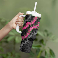 Guam Bougainvillea Lei Tumbler With Handle Chamorro Tribal Pattern